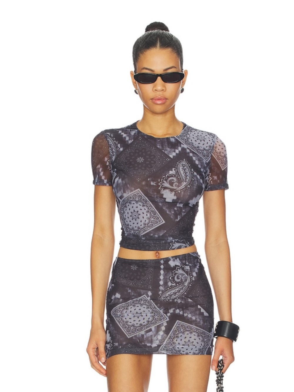 superdown Eloraina Mini Skirt Set in Grey